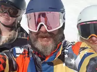 Paul up Whakapapa snowboarding